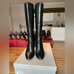 Jimmy Choo size 11 leather boots, hardly worn, original receipt and box